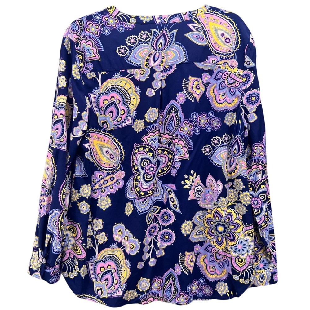 Talbots Paisley Tunic Blouse Blue Large - Picture 2 of 14
